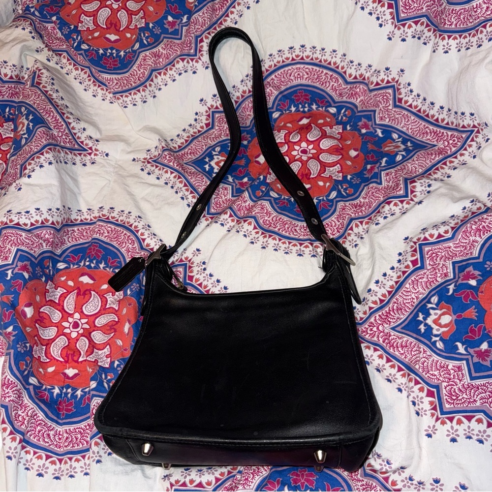 Vtg Coach Legacy Zip #9966 Black Leather Crossbody Shoulder Bag Sliver Hardware